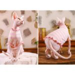 Cotton Stripes Lightweight Fabric Sphynx Cat Clothes - Image 3