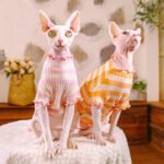 Cotton Stripes Lightweight Fabric Sphynx Cat Clothes - Image 4