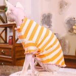 Cotton Stripes Lightweight Fabric Sphynx Cat Clothes - Image 7