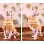 Cotton Stripes Lightweight Fabric Sphynx Cat Clothes - Image 9