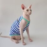 Cotton Stripes Lightweight Fabric Sphynx Cat Clothes - Image 5