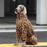 Luxe Leopard Fleece Jumpsuit - High-Stretch Thermal Pajamas for Big Dogs & Athletic Breeds - Image 2