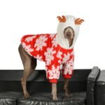 Festive Christmas Hoodie - Big Dog Thermal Pajamas with Reindeer Antlers & Snowflake Print