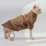 Cat Shirts Sphynx Clothes Fleece Pajamas Turtleneck Brown - Image 4
