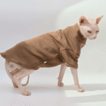 Cat Shirts Sphynx Clothes Fleece Pajamas Turtleneck Brown - Image 3