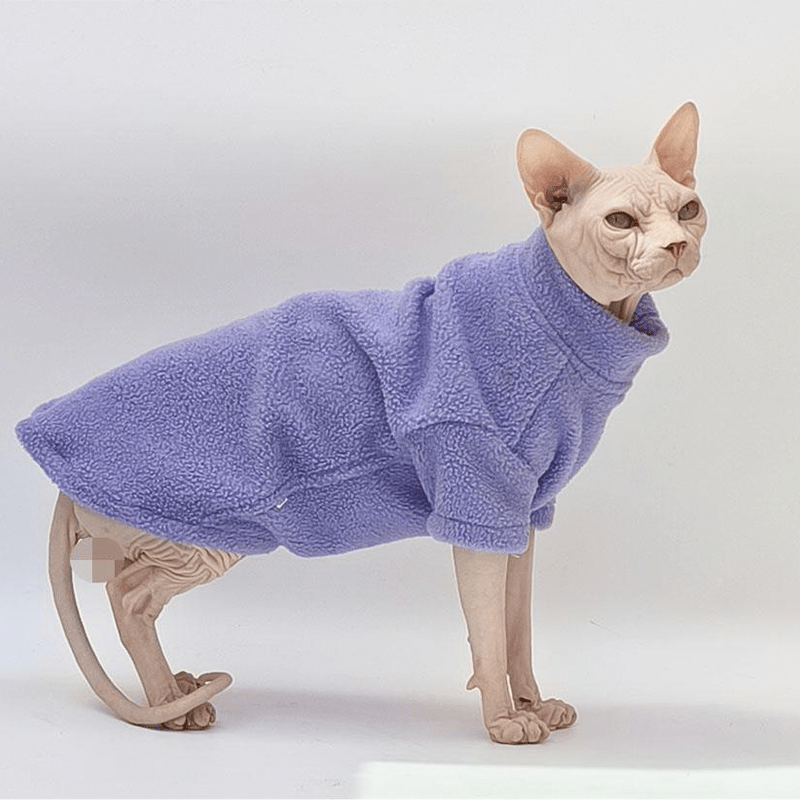 cat-sweatshirts-sphynx-clothes-fleece-hoodie-turtleneck-warm-thick-3518371.png Sphynx Cat Fleece Sweatshirt - Cotton-Lined Sherpa Pullover for Hairless Cats - Image 1