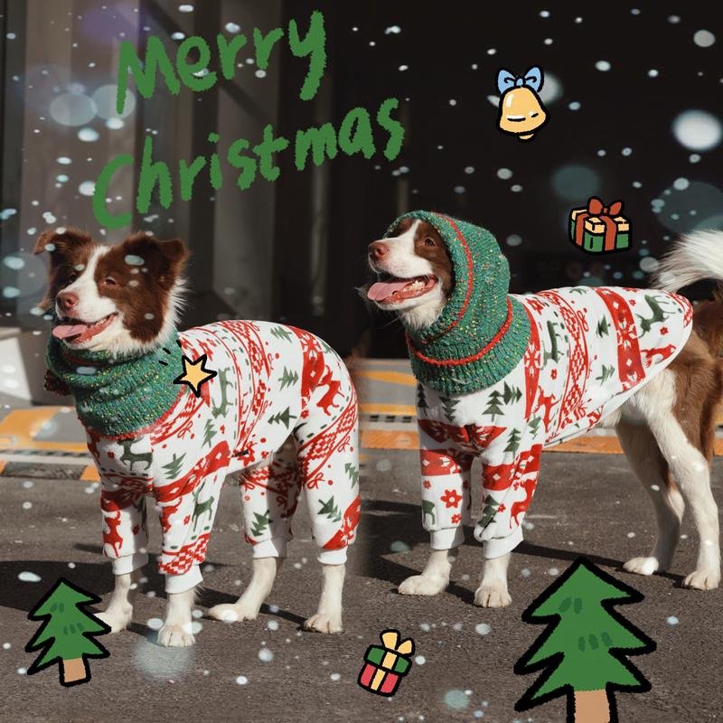 christmas-clothes-holiday-costume-big-dog-clothing-turtleneck-fleece-onesies-4021215.jpg Holiday Fleece Jumpsuit - Festive Christmas Pajamas & Base Layer for All Dog Sizes - Image 1