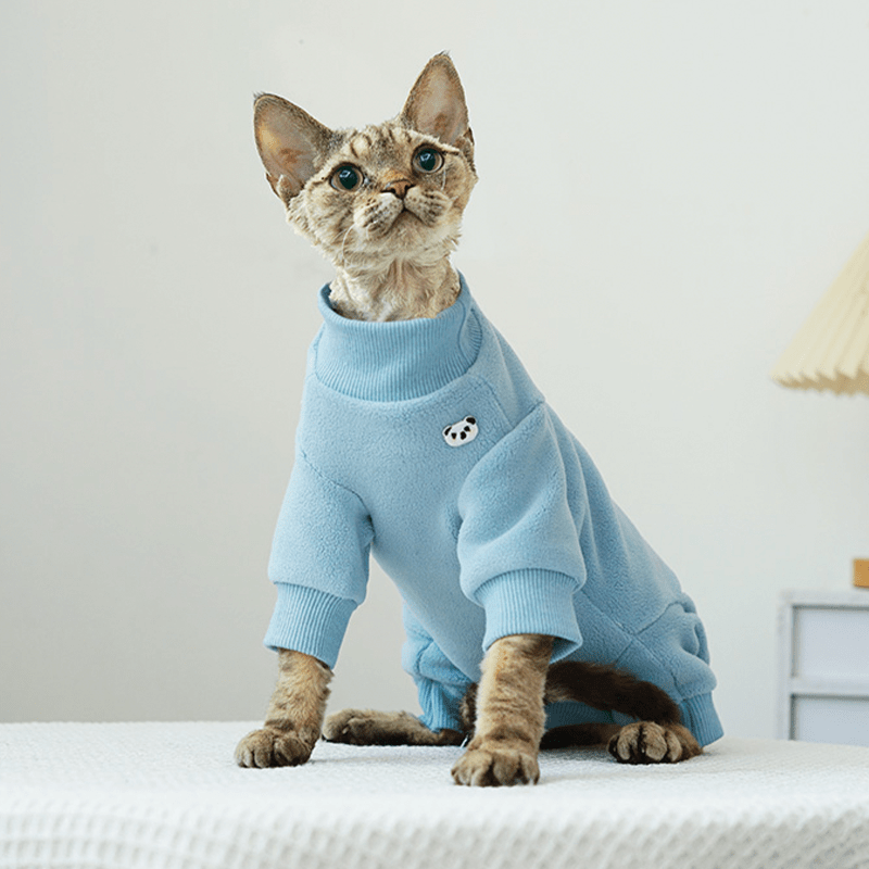 cute-fleece-onesies-cat-clothes-pullover-sphynx-clothing-soft-4legs-7631867.png Sphynx Cat Winter Clothes - Warm Fleece Turtleneck Jumpsuit for Hairless Cats - Image 1