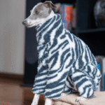 Zebra Print Fleece Dog Jumpsuit - Warm High-Neck Onesie for Italian Greyhounds & Whippets - Image 4