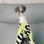 Designer Zebra Knit Sweater - High-Collar Faux Mink Fur Jumper for Italian Greyhounds & Whippets - Image 4