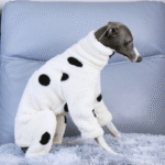 White Polka Dot Fleece Dog Pajamas - Warm High-Neck Jumpsuit for Italian Greyhounds - Image 5