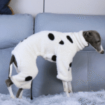 White Polka Dot Fleece Dog Pajamas - Warm High-Neck Jumpsuit for Italian Greyhounds - Image 4