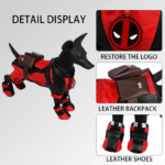 Deadpool Dog Cosplay Costume Set - Full Body Outfit with Boots & Harness for Small Dogs - Image 2