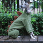 Warm Fleece Dinosaur Dog Jumpsuit - Four-Legged Winter Costume for Italian Greyhounds - Image 2