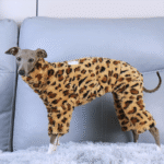 Leopard Print Fleece Dog Pajamas - Warm Four-Legged Jumpsuit for Italian Greyhounds