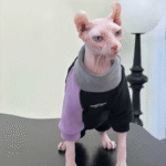 Colorblock Cat Jumpsuit - Stretchy Fleece-Lined Winter Clothes for Hairless Sphynx Devon Cats - Image 2